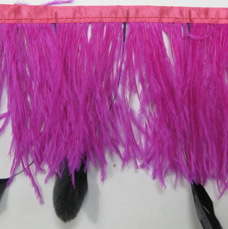 OSTRICH FRINGE HOT PINK & BLACK